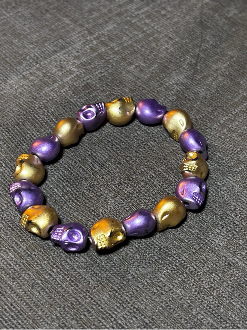 Colorful Metallic Skull Bead Stretch Bracelets - Rainbow Multi - Picture 7 of 7